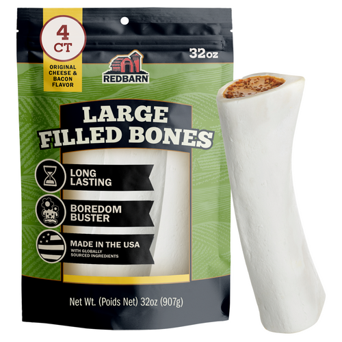 Filled Beef Bone Dog Chew – Cheese & Bacon Flavor